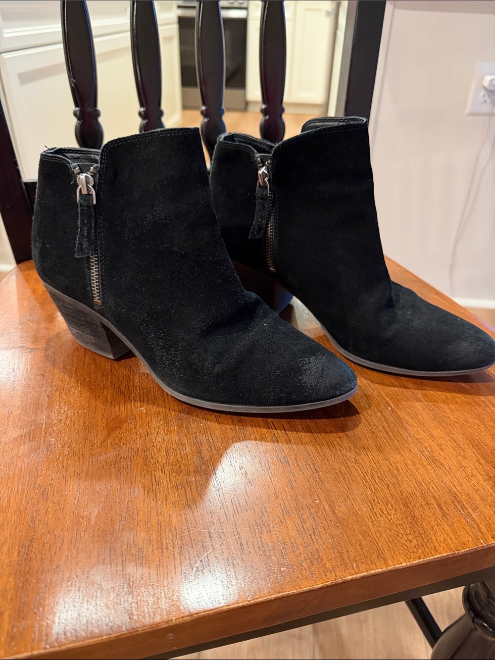 Frye Black Suede Side-Zip Ankle Booties